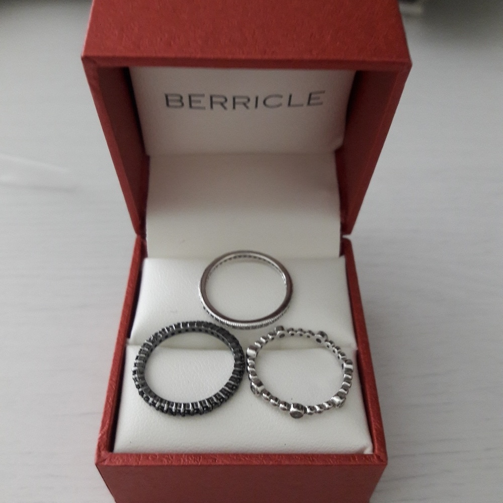 3 Sterling Silver CZ Eternity Rings Bands Size 5